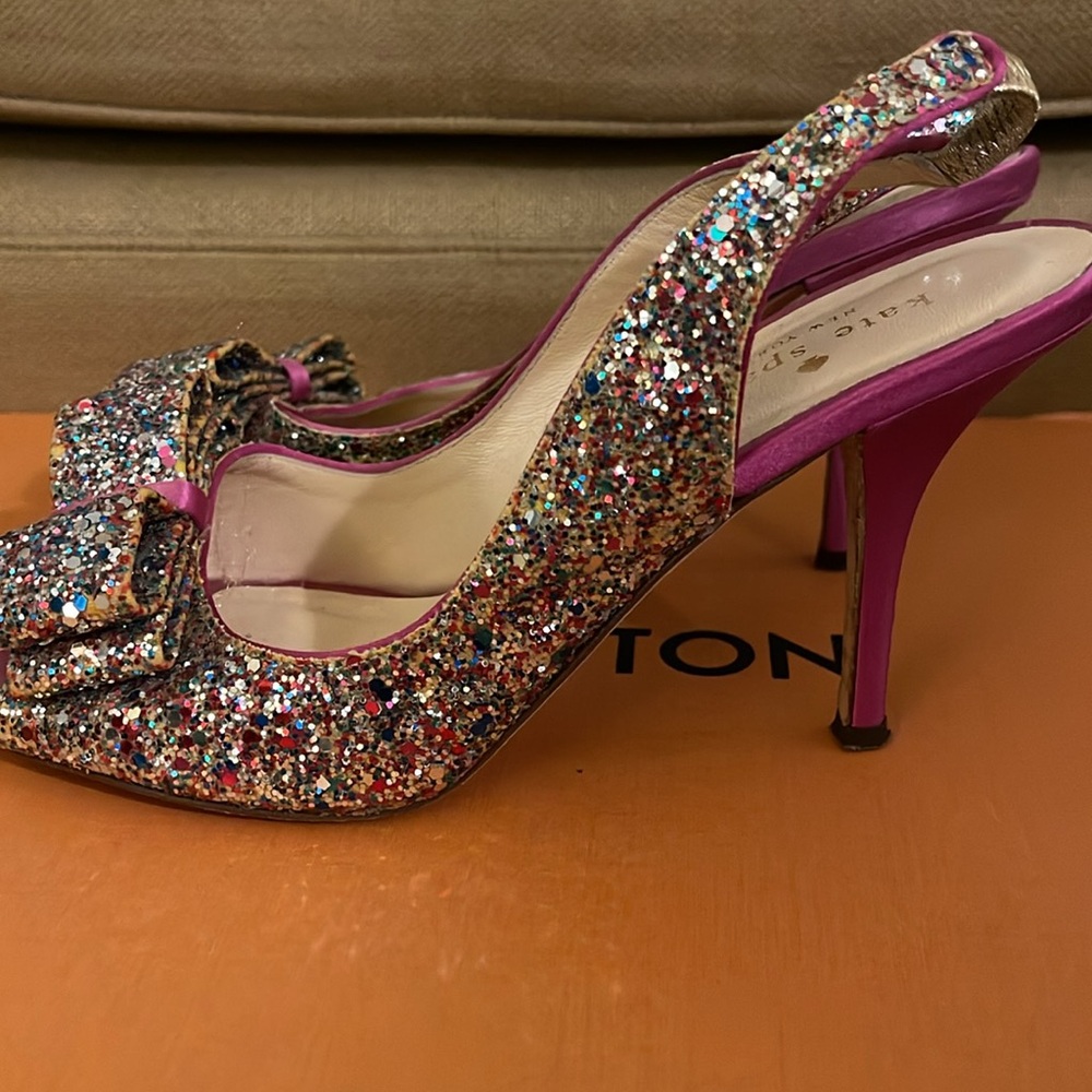 Kate Spade Pink Crystal Bow Heels - Picture 2 of 5